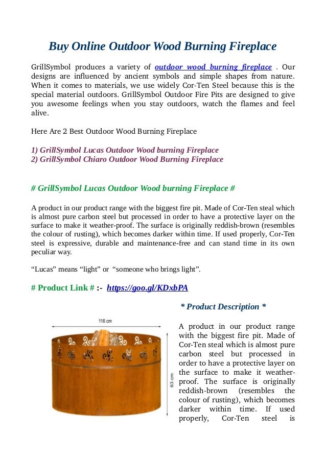 Buy Online Outdoor Wood Burning Fireplace