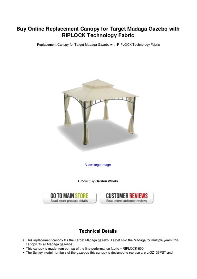Buy Online Replacement Canopy for Target Madaga Gazebo with RIPLOCK