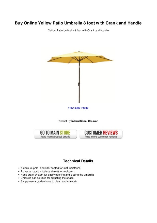Buy Online Yellow Patio Umbrella 8 Foot With Crank And Handle