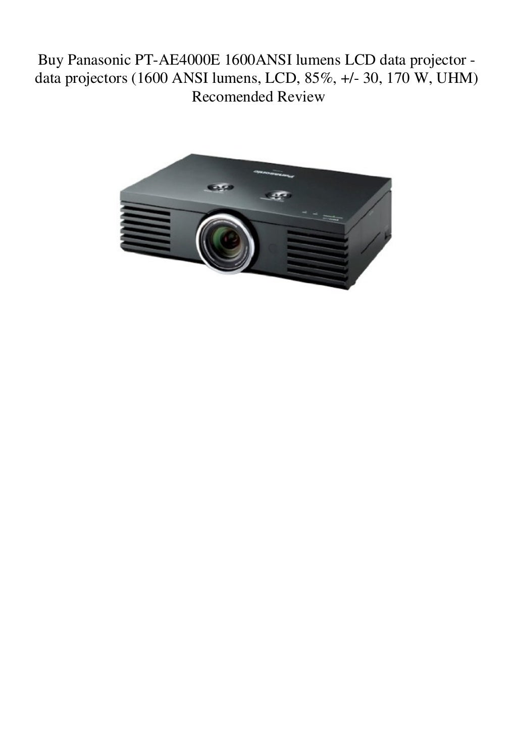 Buy Panasonic PTAE4000E 1600ANSI lumens LCD data projector data