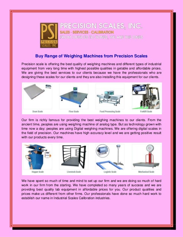Buy Range Of Weighing Machines From Precision Scales