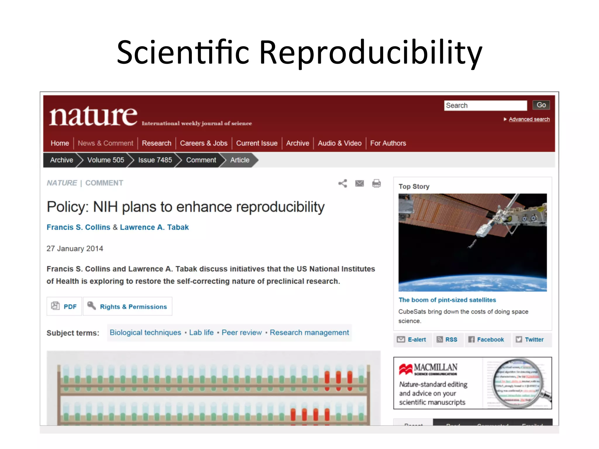ScienNﬁc	
  Reproducibility	
  
 