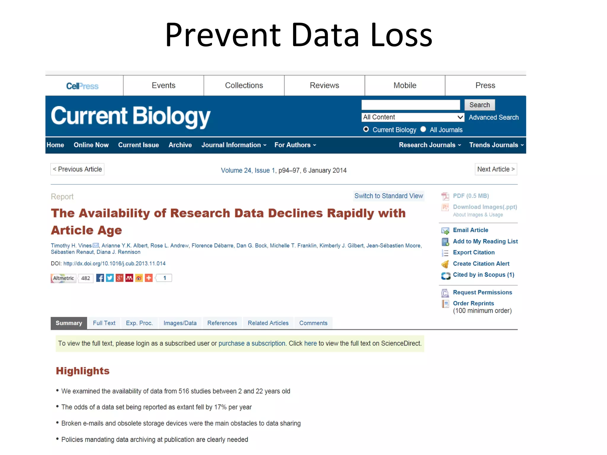 Prevent	
  Data	
  Loss	
  
 