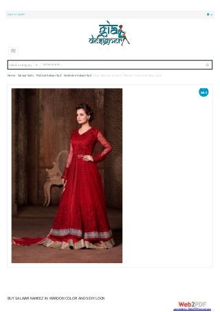 login or register 
Select a category 
Home / Salwar Suits / Festival Salwar Suit / Valentine Salwar Suit / Buy Salwar kameez in Maroon Color And Sexy Look
BUY SALWAR KAMEEZ IN MAROON COLOR AND SEXY LOOK
SALE
Enter search...
converted by Web2PDFConvert.com
 