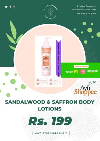 Buy Sandalwood & Saffron Body Lotions @ INR 199 - AyuShoppee.com