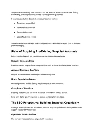 Complete Guide to Safe Snapchat Account Growth and Branding | PDF