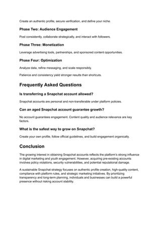 Complete Guide to Safe Snapchat Account Growth and Branding | PDF