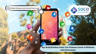 Buy Social Stardom: Boost Your Presence Across 18 Platforms
with Sociocosmos
https://www.sociocosmos.com
 