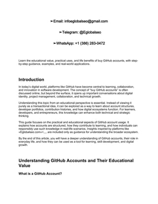 Educational Guide to GitHub Accounts: Learning, Collaboration, and ...