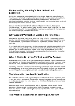 Comprehensive Guide to Verifying Your MoonPay Account Safely in 2026 | DOCX