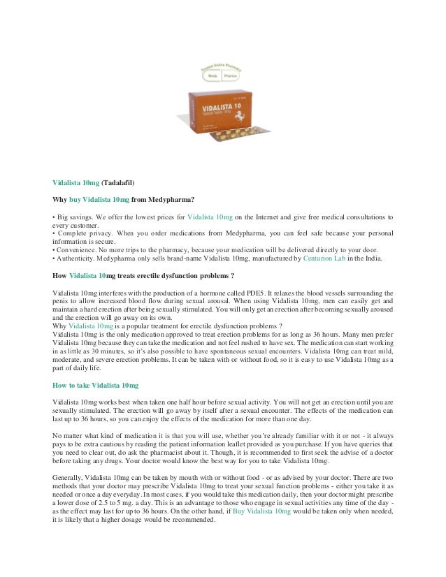 Tadalafil vidalista 10 mg