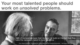 ‹#›
Your most talented people should
work on unsolved problems.
50% of companies base their decision to build on the fact ...