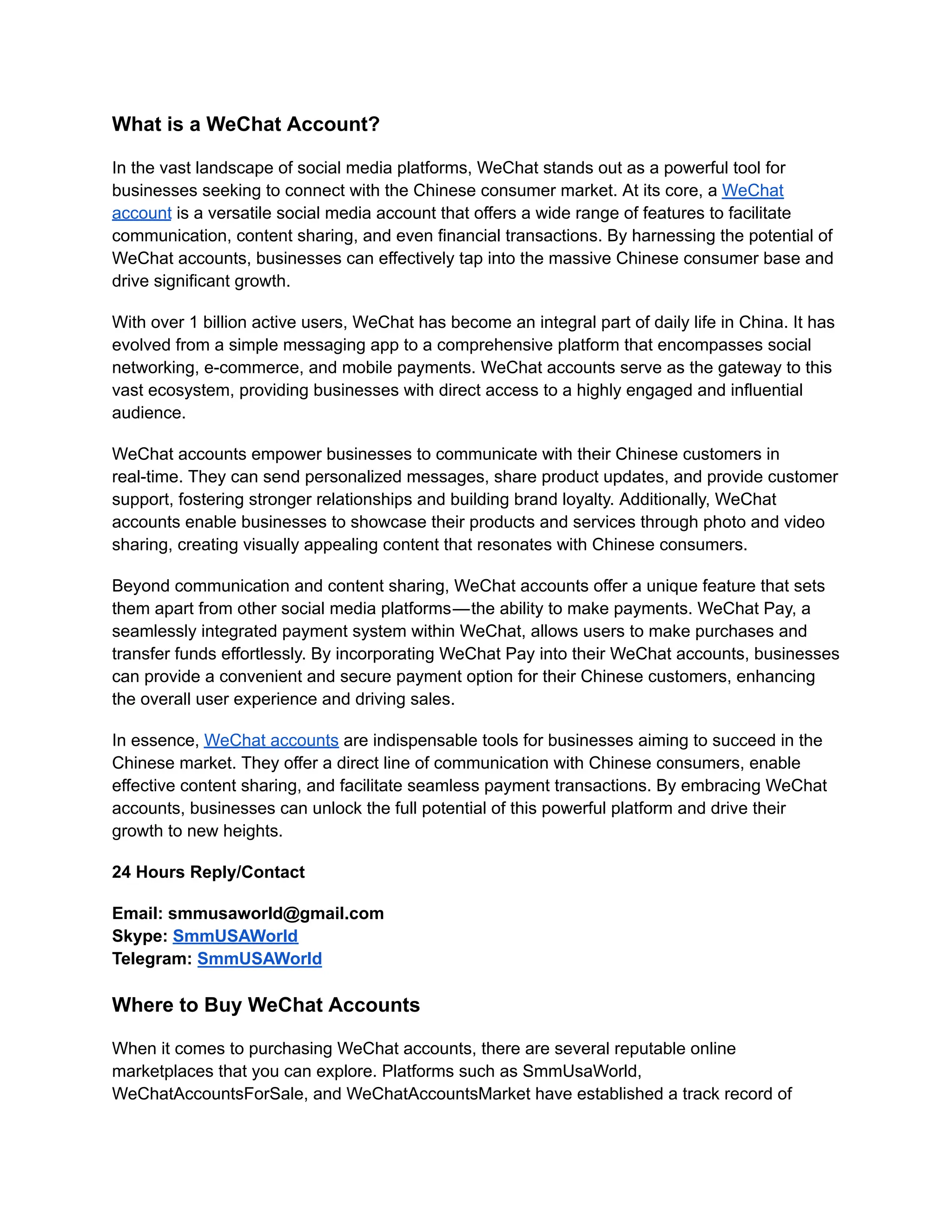 Buy WeChat Accounts-(Old & New) - smmusaworld | PDF