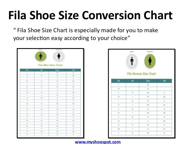 Fila Size Chart Shoes Cm