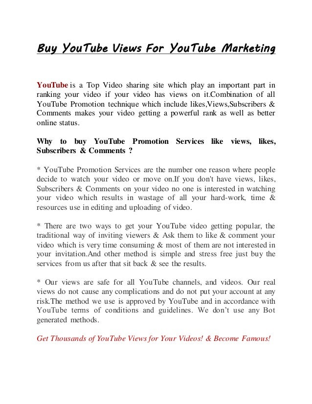 Benefits Of Buy Youtube Views For Video Marketing