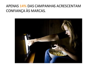 APENAS   14%  DAS CAMPANHAS ACRESCENTAM  CONFIANÇA ÀS MARCAS. 