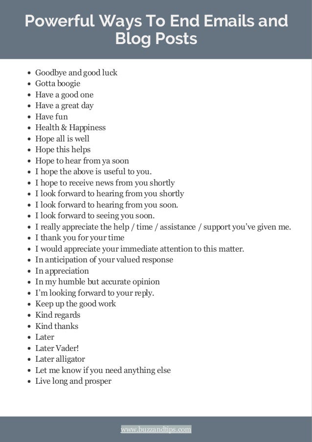 powerful ways to end emails and blog posts email ending