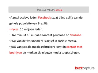 SOCIALE MEDIA: STATS Aantal actieve leden Facebookstaat bijna gelijk aan de gehele populatie van Brazilië.