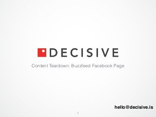1
Content Teardown: Buzzfeed Facebook Page
hello@decisive.is
 