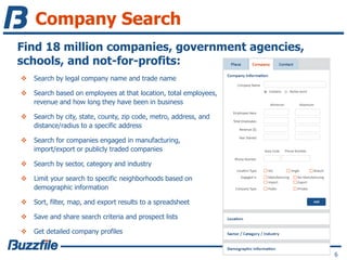 Company Search
6
Find 18 million companies, government agencies,
schools, and not-for-profits:
 Search by legal company n...