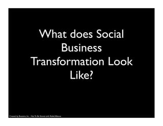 What does Social
Business
Transformation Look
Like?
Created by Buzzient, Inc. - Not To Be Shared with Rebel Alliance
 