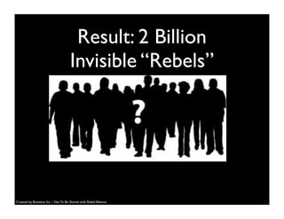 Result: 2 Billion
Invisible “Rebels”
Created by Buzzient, Inc. - Not To Be Shared with Rebel Alliance
 