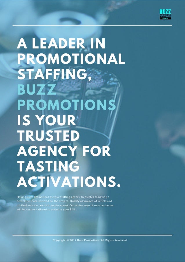 Buzz promotions Canada Tasting Info Package