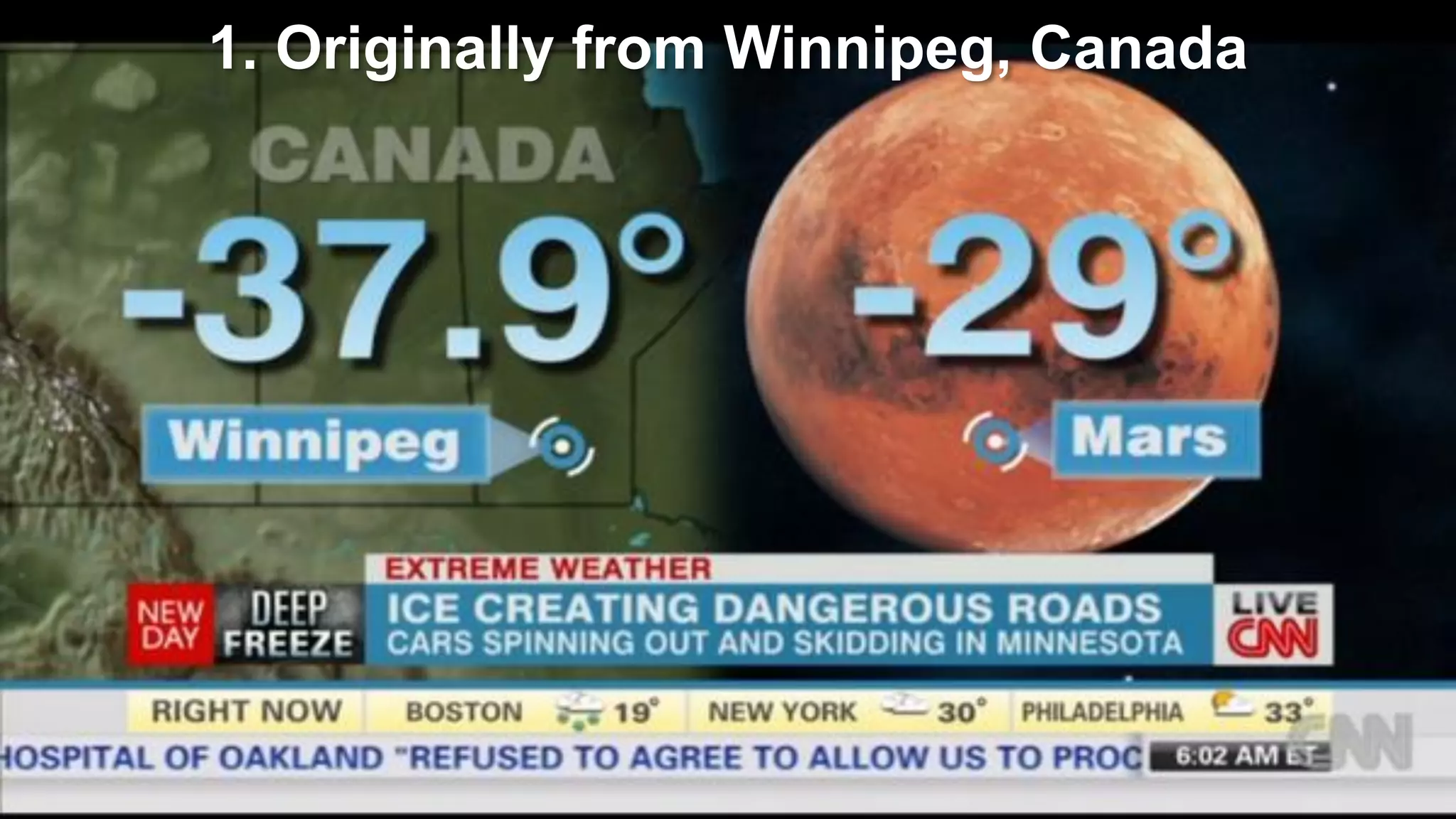 1. Originally from Winnipeg, Canada
 