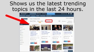 Shows us the latest trending
topics in the last 24 hours.
 