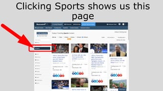 Clicking Sports shows us this
page
 