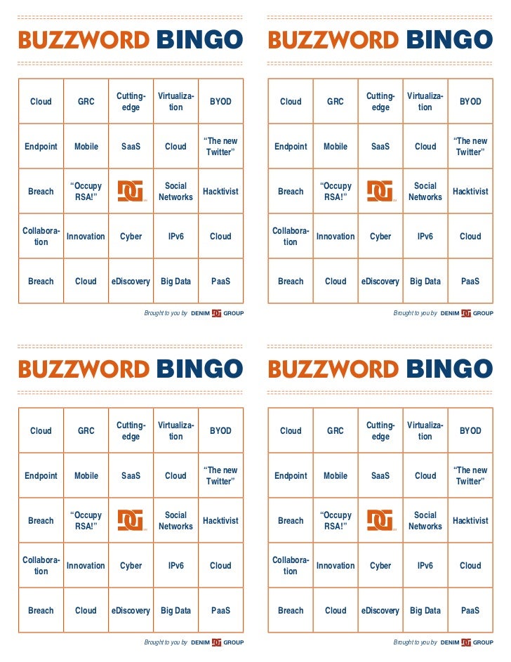 rsa buzzword bingo denim group edition buzz word bingo