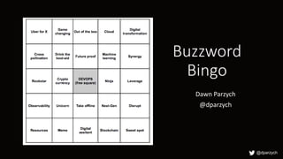 Buzzword
Bingo
Dawn Parzych
@dparzych
@dparzych
 