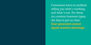Consumers have no problem
telling you what’s working,
and what’s not. For these
six common business types,
the data is jus...