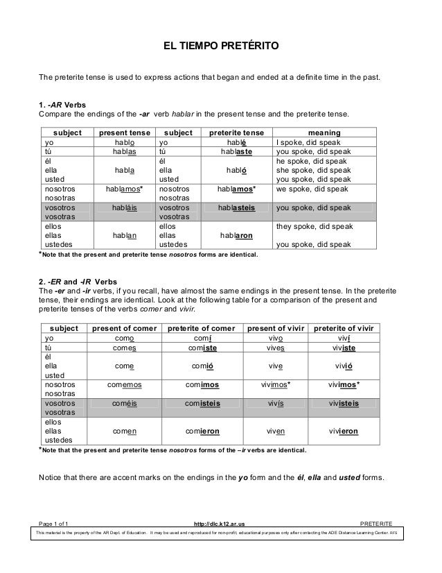 preterite notes