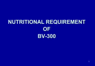1
NUTRITIONAL REQUIREMENT
OF
BV-300
 