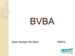 BVBA

Door Gertjan De Beck   1BAFA
 