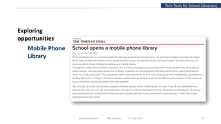 www.slfaisal.com BBV Webinar 17 July 2021 27
Tech Tools for School Librarians
Exploring
opportunities
Mobile Phone
Library
 