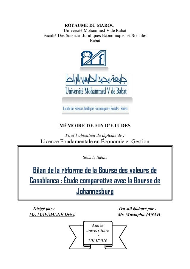 Bilan De La Reforme De La Bourse Des Valeurs De Casablanca