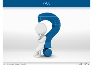 M01 - Overview of Managing Benefits 11/12 | 21/210
 