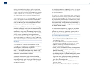 67 
Um weitere Learnings über die Zielgruppe zu erzielen – und damit be-reits 
erreichte User erneut ansprechen zu können – wurde außerdem 
ein Retargeting eingesetzt. 
Der Wunsch, eine möglichst hohe Interaktion auf der Website sicher-zustellen, 
wird anhand eines Viewtime Pixels sichergestellt, zu Beginn 
noch mit der Basiseinstellung von fünf Sekunden. Im weiteren Verlauf 
der Kampagne ist das Pixel jedoch durch ein anderes ersetzt worden, 
an dem individuelle Zeiten eingestellt werden können, ohne dass der 
Kunde nochmals an der Seite eine Veränderung vornehmen muss. Es 
wird, abhängig vom Content auf der jeweiligen Unterseite, auf Werte 
von 10 bis 60 Sekunden optimiert. 
Um die vorgenannte Kombination aus Targetings bzw. die Optimie-rungswünsche 
sicherzustellen, wurde dem Kunden außerdem ein 
maximaler CPM von 8,00 Euro vorgeschlagen – in erster Linie, um 
Ersteigerungen der gewünschten Placements sicherzustellen. 
Die Zwischen-Ergebnisse bis dato 
• Die Interaktionen der User auf der Kundenwebsite konnten 
deutlich gesteigert werden 
• Die höchste CTR konnte über die verschiedenen Retargeting- 
Segmente erzielt werden, gefolgt vom Channel und Site Targeting 
• 77 Prozent der Zielgruppe ist zwischen 25 und 67 Jahre alt, 
10 Prozent davon sind 25 bis 35 Jahre alt 
• In einem Zeitraum von drei Wochen konnten 1.108 Verweildauern 
von mindestens 15 Sekunden generiert werden sowie 808 Verweil-dauern 
von 60 Sekunden 
• Der durchschnittliche CPM bewegt sich bei ca. 1,60 Euro 
• Eine Verweildauer von mehr als 15 Sekunden beläuft sich auf ca. 2,50 Euro 
• Es konnte außerdem festgestellt werden, dass die Verweildauer 
stark von den jeweils angebotenen Produkten abhängig sind. Falls 
ein Rezept weniger die Geschmacksnerven der Kunden stimuliert 
hatte, war die Verweildauer geringer 
• Die Besucher bewegen sich intensiv in Umfeldern mit User 
Generated Content 
• Die Interaktion am Wochenende ist höher als an den Werktagen. 
Cases 
Realtime Advertising betreffend, gemacht werden. Hierbei wurde 
erkannt, dass es sinnvoll ist, sich langfristig für einen Partner zu ent-scheiden, 
um die gesammelten Erfahrungswerte gemeinsam auszubau-en. 
Einer der Gründe dafür war beispielsweise, dass einige Maßnah-men 
länger benötigen, um die erwünschten Resultate zu erzielen. 
Weiterhin ist es sinnvoll, 1st Party Data langfristig auf- und auszubau-en, 
um so den höchsten Grad der Wirksamkeit zu entfalten. Auch 
vereinfacht es die Planung, da bereits frühzeitig Auslieferungsschwer-punkte 
wie z. B. Ostern oder Muttertag festgelegt werden können. 
Es entlastet zudem die Planungs- und Einkaufsvorgänge. 
Der Praxistest ergab: Auf der Kundenseite haben im Vorfeld Zielgrup-penanalysen 
stattgefunden, die eine grobe Zielgruppenkategorisierung 
bzw. regionale Einschränkungen ergeben haben. So soll die Kampagne 
beispielsweise im Gebiet Nielsen 3a+b ausgeliefert werden. Die Kern-zielgruppe 
selbst wurde als im Schwerpunkt weiblich, 25+, haushaltsfüh-rend, 
mit normalem Bildungstand und deutschsprachig skizziert. 
Es wurden außerdem bestimmte Websites des Kunden genannt, die im 
Rahmen, unabhängig von einer möglichen Performance, belegt werden 
sollten, um hier eine möglichst aufschlussreiche Sichtbarkeit zu erzielen. 
Das Setup 
Auf der Basis der von Kundenseite genannten Werte – bzw. der 
Erfahrungen mit der angesprochenen vorangegangenen Kampagne im 
gleichen Segment – wurde folgendes Setup skizziert: 
Es wurden Channels ausgesucht, die zum Produkt bzw. zur Zielgruppe 
passen, u. a. die Channels: Women, News, Social, Shopping. Ergän-zend 
erfolgte ein Site Targeting, welches u. a. Seiten wie chefkoch.de, 
bildderfrau.de und daskochrezept.de beinhaltet. 
Außerdem fiel die Entscheidung auf ein semantisches Targeting. 
Hierbei ging es insbesondere um die Verwendung von ausgewählten 
Keywordkombinationen, die auf die Zielgruppe ausgerichtet sind. So 
wurde der Fokus auf das Thema Familie, Kindererziehung und Haus-halt 
allgemein konzentriert. 
 