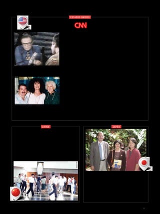 estados unidos
O famoso sensitivo norte-americano James
Van Praagh (acompanhado por Marilyn Jenses
e uma amiga, todos da Califórnia/EUA)
visita o TBV e o ParlaMundi da LBV.
O apresentador da CNN Larry King conversa
com o entrevistado James Van Praagh (de
costas).
ReproduçãoBVAlzirodeOliveira
Talk show da destaca TBV
O talk show mais popular do mundo, apresentado por Larry
King e exibido na CNN por 25 anos, levou ao ar entrevista com o
sensitivo norte-americano James Van Praagh. Durante o bate-
-papo, James referiu-se ao Templo da Boa Vontade, que visitou
em Brasília/DF. Ressaltou que aquele é o Templo da Unidade, do
Ecumenismo Irrestrito, e informou ainda que um grupo de norte-
-americanos sonha em ter um monumento na Califórnia com as
mesmas características do TBV.
No decorrer da entrevista, o jornalista King soube, por inter-
médio de seu convidado, que “este Templo celebra o Ecumenismo
Irrestrito entre os povos e promove o que há de melhor dentro das
pessoas, purificando-as”.
A visita de Van Praagh ao Templo da Paz, em março de 1998 —
com um grupo de peregrinos provenientes de vários Estados ame-
ricanos — teve um sentimento especial: o de integração, no qual há
contato com uma força superior, o que foi narrado pela maioria dos
presentes. Ao organizar a viagem, Van Praagh fez um convite para
os compatriotas, destacando na mensagem: “Sua energia vital será
renovada quando vocês se colocarem embaixo do maior cristal puro do
mundo, durante a visita ao Templo da Boa Vontade, da LBV, em Brasília,
cujapropostaépromoveraSolidariedadesemfronteirasentreoshomens
(...)”.
Chineses visitam TBV
Em passagem pela capital do Brasil, turistas da China
fizeram uma visita ao Templo da LBV, uma das Sete
Maravilhas de Brasília. Eles finalizaram a peregrinação
com a caminhada na espiral, recebendo as energias
do cristal — considerado a maior pedra de cristal puro
do mundo — que se encontra no pináculo da Pirâmide.
“É a primeira vez que
viemos a Brasília.
Sempre que estivermos
no Brasil, não deixaremos
de vir ao TBV.”
Kazue Kanda
Peregrina de Tóquio (D)
“O TBV é uma
profecia que
se cumpriu.”
Misako
Takemoto
Peregrina de
Hiroshima (centro)
ArquivoBV
ClarianoFilho
China Japão
BOA VONTADE Ecumenismo 107
 