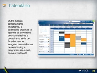 Organização de Documentos (taxonomia)

                         O plano de gestão de conteúdo
                         contemplou exigentes
                         expectativas, tais como o
                         controle de versões e a
                         completa rastreabilidade de
                         usuários e acessos aos
                         documentos.




                                                     27
 