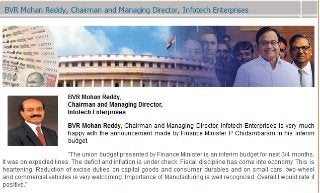 BVR Mohan Reddy, Chairman and Managing Director, Infotech Enterprises