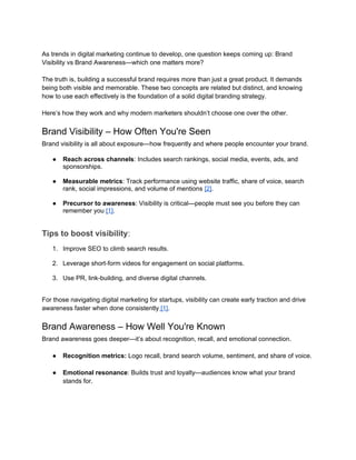 Understanding Brand Visibility and Brand Awareness:A Guide for Modern ...