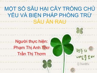 MỘT SỐ SÂU HẠI CÂY TRỒNG CHỦ
YẾU VÀ BIỆN PHÁP PHÒNG TRỪ
SÂU ĂN RAU
Người thực hiện:
Phạm Thị Anh Thơ
Trần Thị Thơm
 