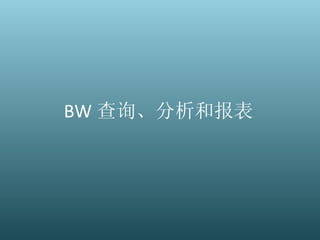 BW 查询、分析和报表 