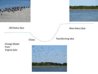 Old Status Quo New Status Quo
Chaos Transforming Idea
Change Model
From
Virginia Satir
 