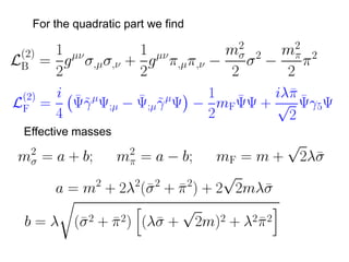 For the quadratic part we find




Effective masses
 
