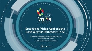 Copyright © 2019 IHS Markit
Embedded Vision Applications
Lead Way for Processors in AI
A Market Analysis of Vision Processors
Presented for 2019
Embedded Vision Summit
 