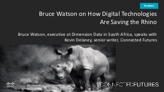 connectedfuturesmag.com
Bruce Watson on How Digital Technologies
Are Saving the Rhino
Bruce Watson, executive at Dimension Data in South Africa, speaks with
Kevin Delaney, senior writer, Connected Futures
Podcast
 
